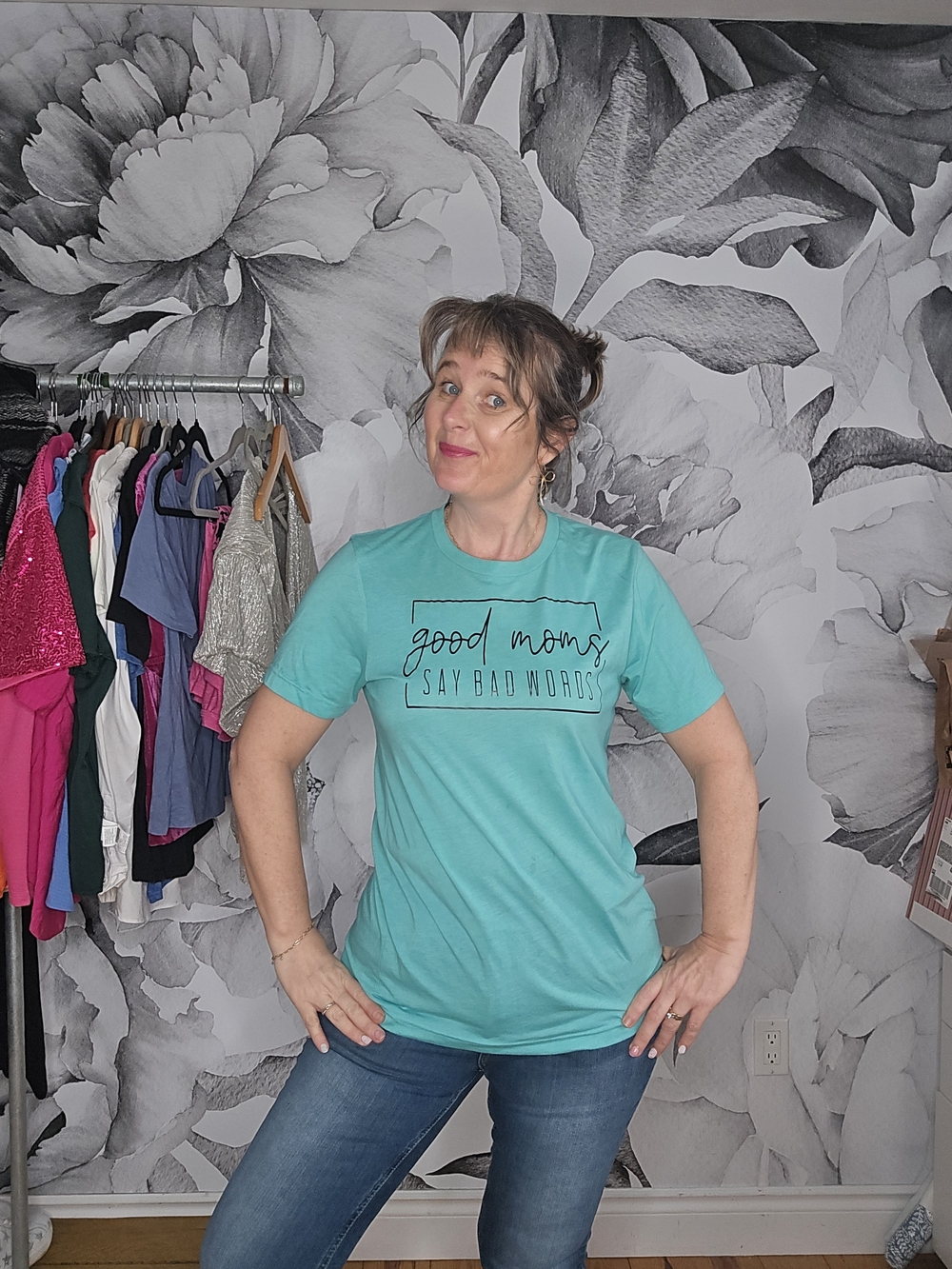Turquoise "Good Moms Say Bad Words" Graphic Tee